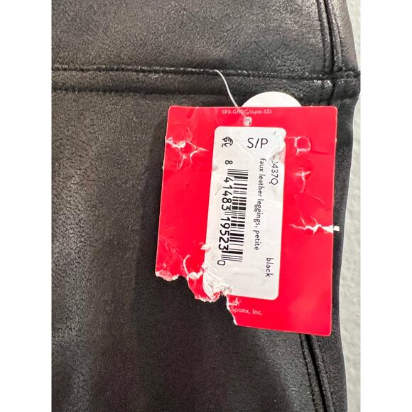 078 Spanx NWT Faux Leather Womens Black Leggings Size S/P - Picture 2 of 4